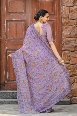 Imposing Purple Color Chiffon Silk Saree