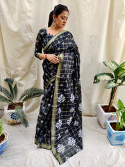 Glorious Batik Cotton Black Color Saree