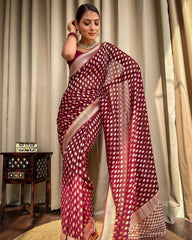 Mesmerizing Lichi Silk Maroon Color Saree