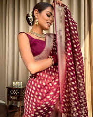 Mesmerizing Lichi Silk Maroon Color Saree