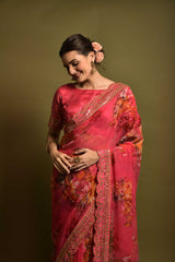 Presenting Soft Chiffon Red Color Silk Saree