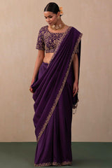 Eyes Catching Vichitra Silk Purple Color Saree