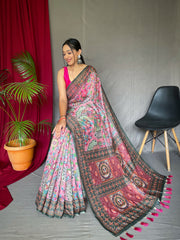 Peaceful Cotton Digital Printed Pink Color Saree