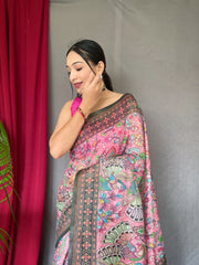 Peaceful Cotton Digital Printed Pink Color Saree