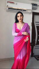 Wonderful Georgette Ready To Wear Pink Color Saree