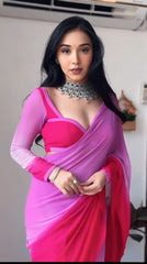 Wonderful Georgette Ready To Wear Pink Color Saree