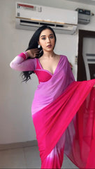 Wonderful Georgette Ready To Wear Pink Color Saree