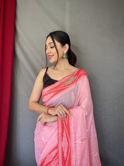 Wonderful Cotton Pink Color Saree