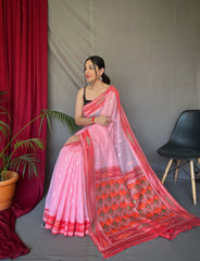 Wonderful Cotton Pink Color Saree