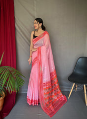 Wonderful Cotton Pink Color Saree