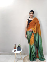 Eyes Catching Chiffon Silk Ready To Wear Orange Color Saree