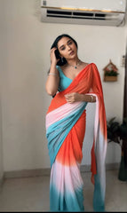 Charming Georgette Ready To Wear Multi Color Saree