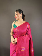 Outstanding Cotton Pink Color Saree