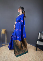 Outstanding Cotton Blue Color Saree