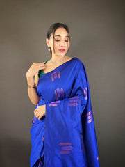 Outstanding Cotton Blue Color Saree