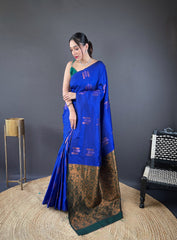 Outstanding Cotton Blue Color Saree