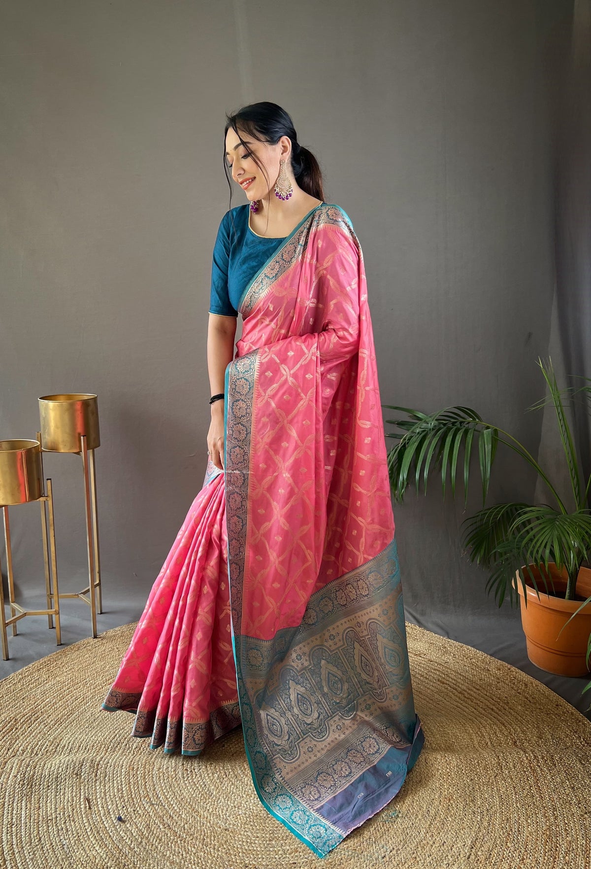 Presenting Tabby Silk Pink Color Saree