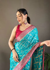 Presenting Tabby Silk Sky Color Saree