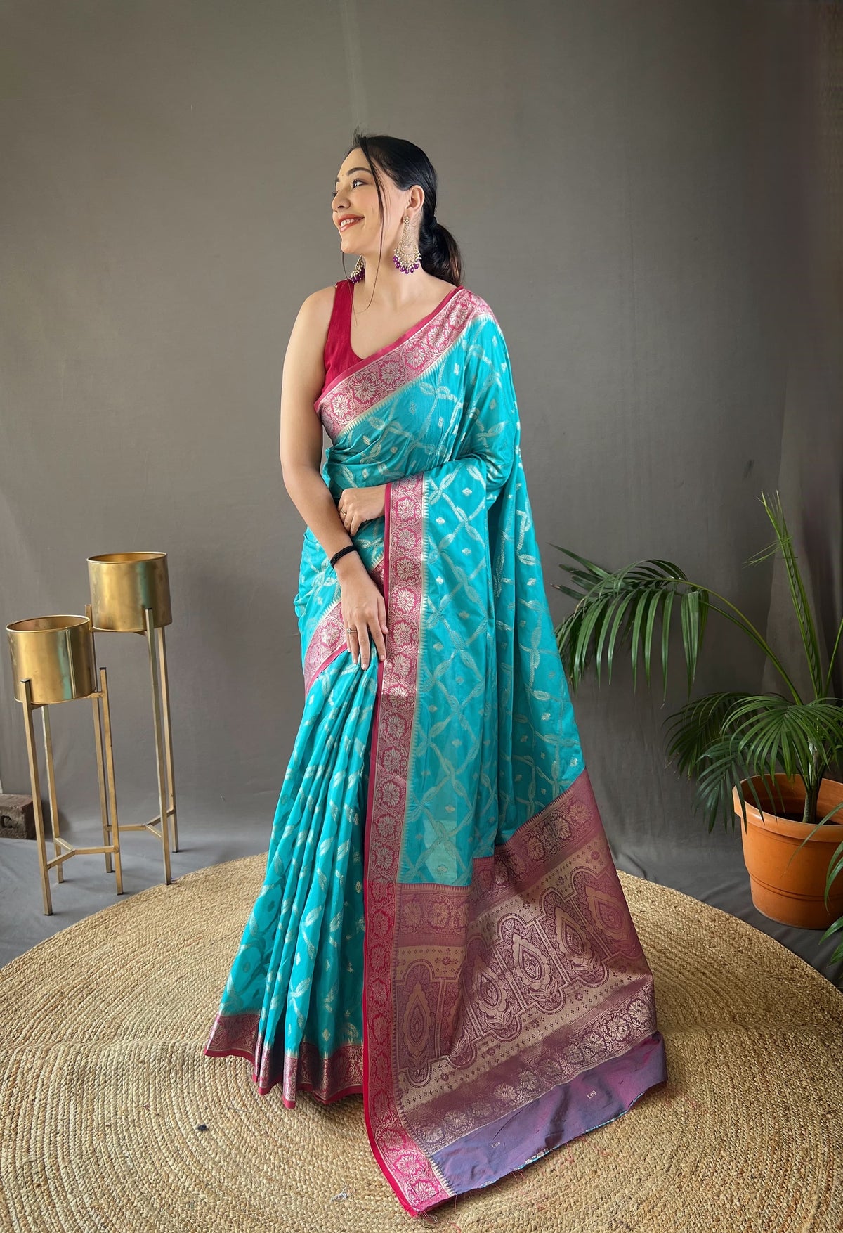 Presenting Tabby Silk Sky Color Saree