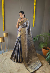 Awesome Kanchipuram Silk Blue Color Saree