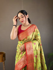 Classic Organza Tissue Silk Perrot Color Saree