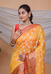 Fabulous Jecquard Yellow Color Saree