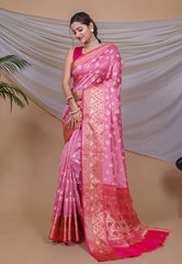 Fabulous Jecquard Pink Color Saree