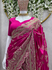 Delightful Japan Satin Pink Color Saree