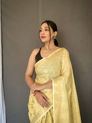 Wedding Wear Haldi Wear Yellow Color Silk Saree