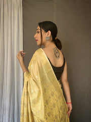 Wedding Wear Haldi Wear Yellow Color Silk Saree