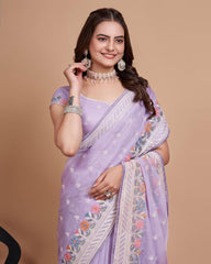 Good Looking Taby Silk Organza Lavender Color Saree