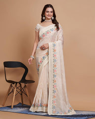 Good Looking Taby Silk Organza Beige Color Saree