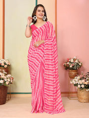 Casual Wear Georgette Pink Color Ready To Wear Sarees