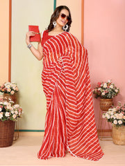 Casual Wear Georgette Red Color Ready To Wear Sarees