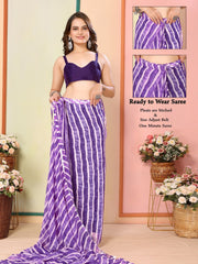 Casual Wear Georgette Purple Color Ready To Wear Sarees