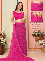 Casual Wear Georgette Dark Pink Color Ready To Wear Sarees