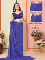 Casual Wear Georgette Blue Color Ready To Wear Sarees