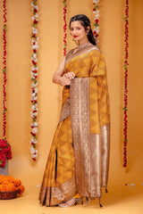 Wonderful Banarasi Silk Musterd Color Saree