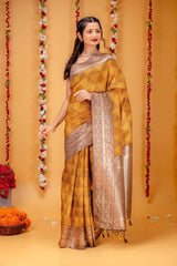 Wonderful Banarasi Silk Musterd Color Saree