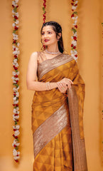 Wonderful Banarasi Silk Musterd Color Saree