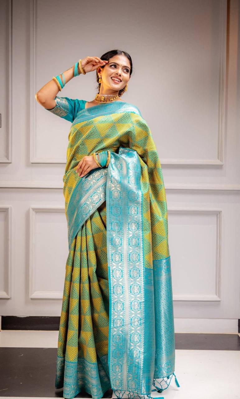 Wonderful Banarasi Silk Sky Color Saree