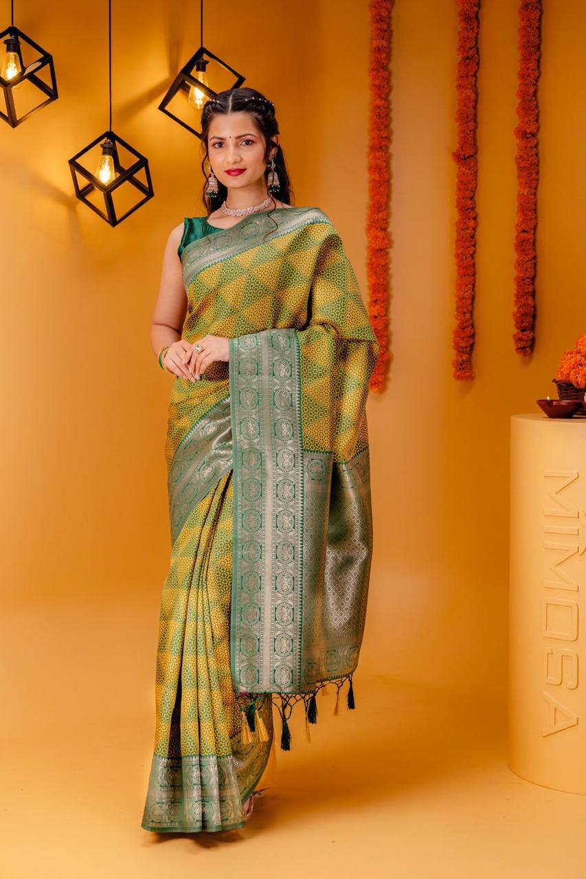 Wonderful Banarasi Silk Yellow Color Saree