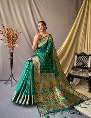 Fantastic Paithani Silk Green Color Saree