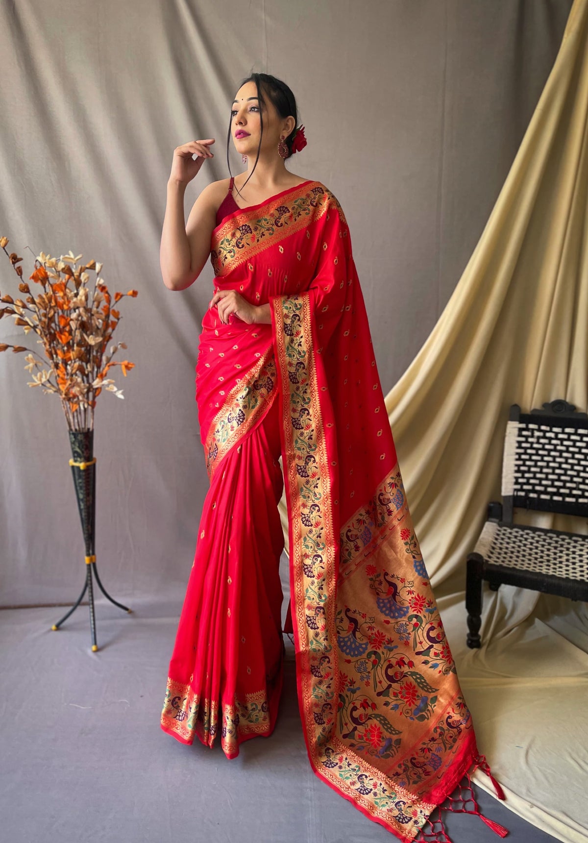 Fantastic Paithani Silk Red Color Saree