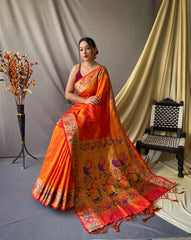 Fantastic Paithani Silk Orange Color Saree