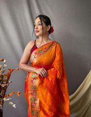 Fantastic Paithani Silk Orange Color Saree