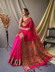 Fantastic Paithani Silk Pink Color Saree