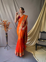 Fantastic Paithani Silk Orange Color Saree