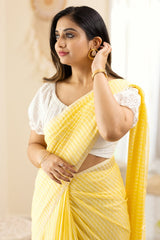 Ravishing Linen Cotton Yellow Color Saree