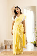 Ravishing Linen Cotton Yellow Color Saree